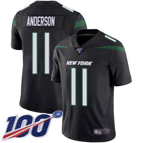 New York Jets Limited Black Men Robby Anderson Alternate Jersey NFL Football #11 100th Season Vapor Untouchable->nfl t-shirts->Sports Accessory